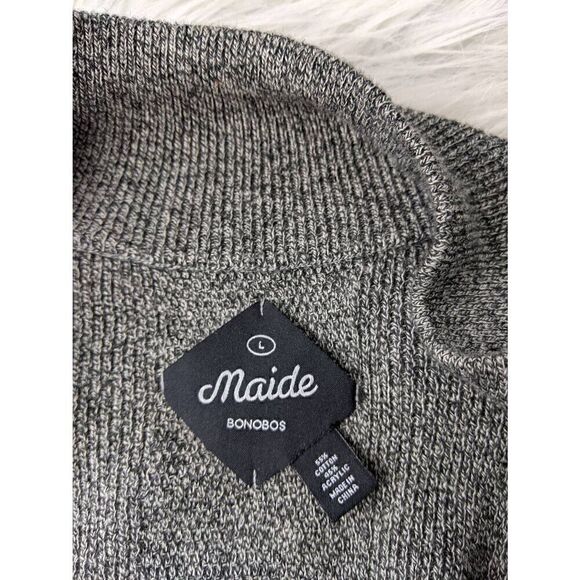 Bonobos Maide‎ Sweater Mens Golf Gray 1/4 Zip Mock Neck Long Sleeve Sz L Large - Picture 3 of 7